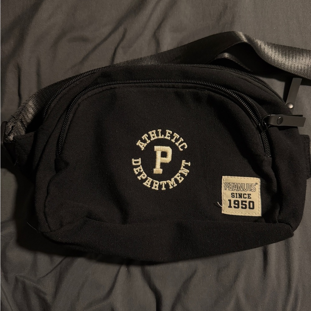 Peanuts Black Waist Bag with Athletic Department Logo